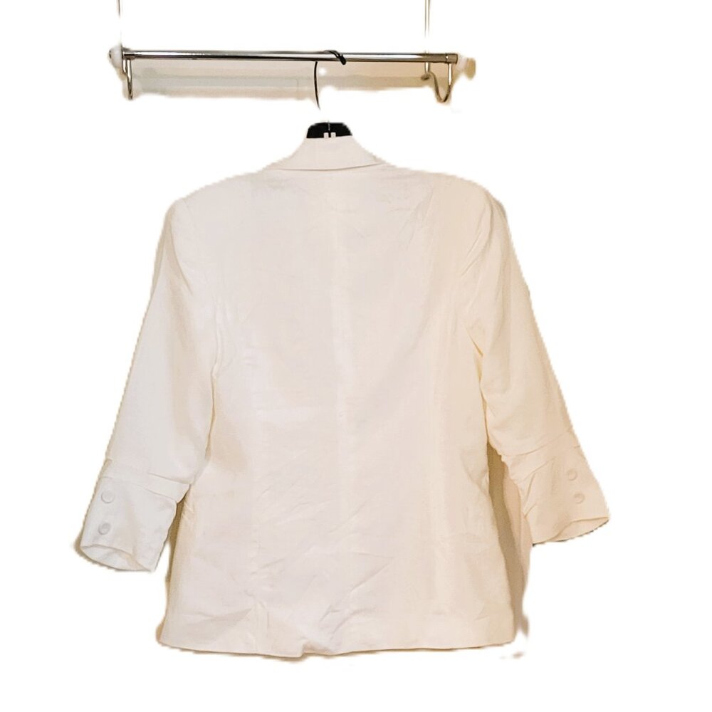 Jules & Leopold 3/4 Sleeves Linen-Blend Blazer - White - Picture 3 of 5